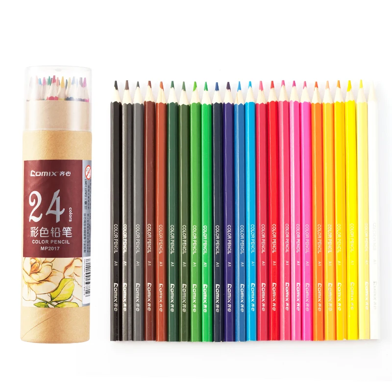 Карандаши цветные из натурального дерева 24 цвета/набор|Цветные Карандаши| |