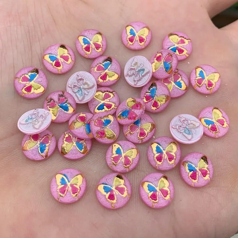 DIY 80 шт Акриловые 10 мм Мини Круглые бабочки драгоценные камни с плоской задней стороной Стразы для скрапбукинга ремесла украшения-HB31