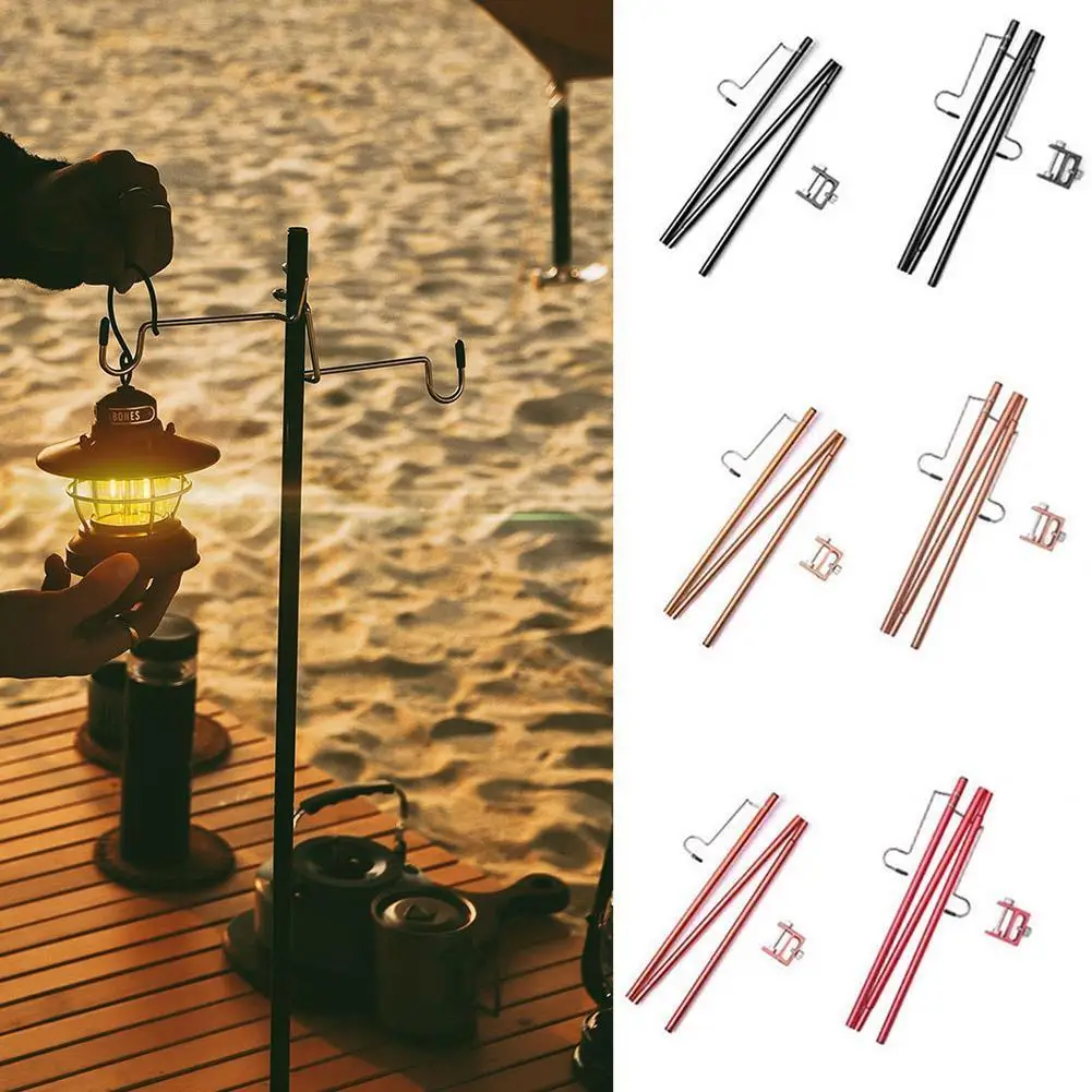 

Outdoor Camping Hiking Aluminum Alloy Foldable Lamp Post Pole Portable Fishing Hanging Light Fitting Stand Holder Lantern Stand