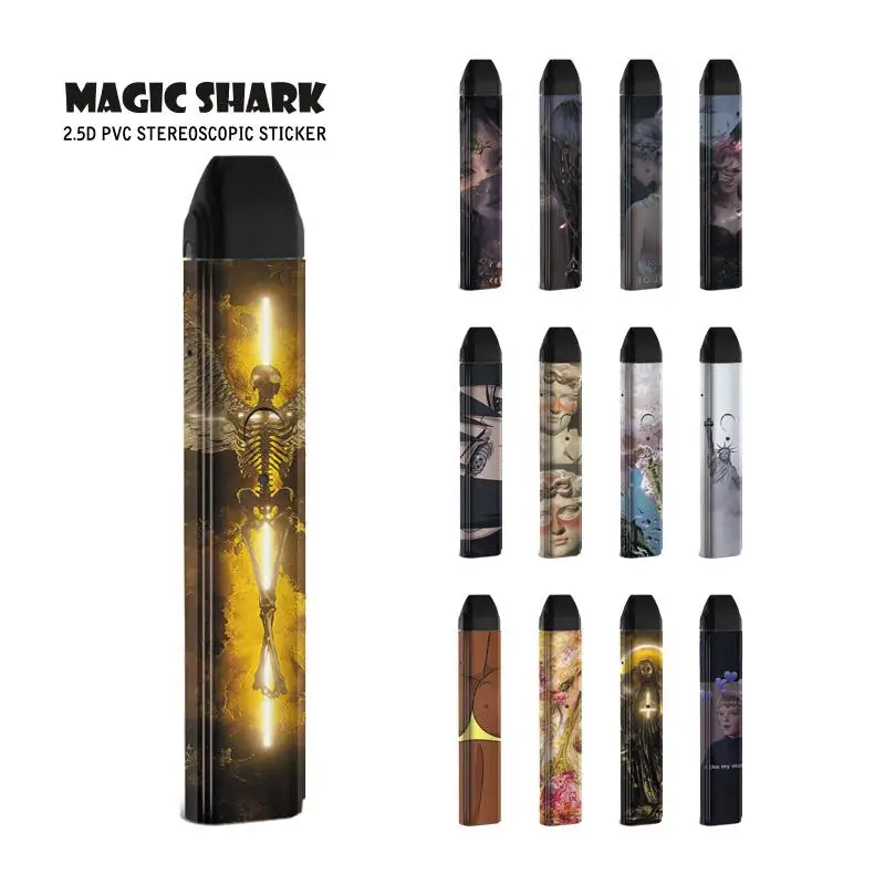 Magic Shark Skeleton Cross God Statue of Liberty Case Wrap Film 2.5D Stereo PVC Sticker Cover for Uwell Caliburn 443-456 | Мобильные