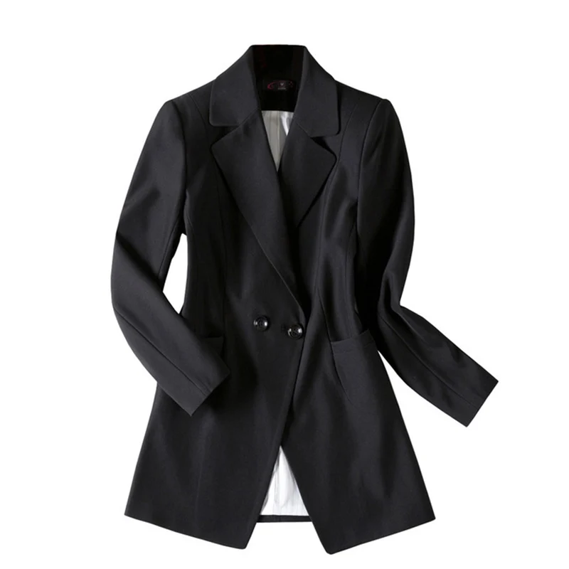 Новый Модный осенне-зимний пиджак женский черный офисный костюм Повседневный