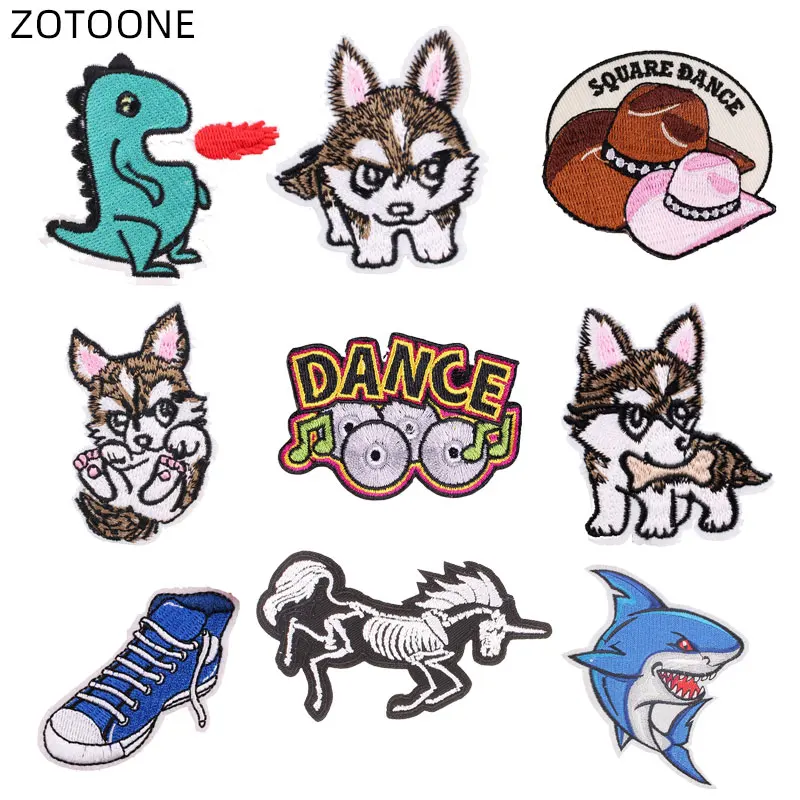 ZOTOONE вышитые нашивки динозавра железные для собаки рыбы рюкзак одежды сделай сам
