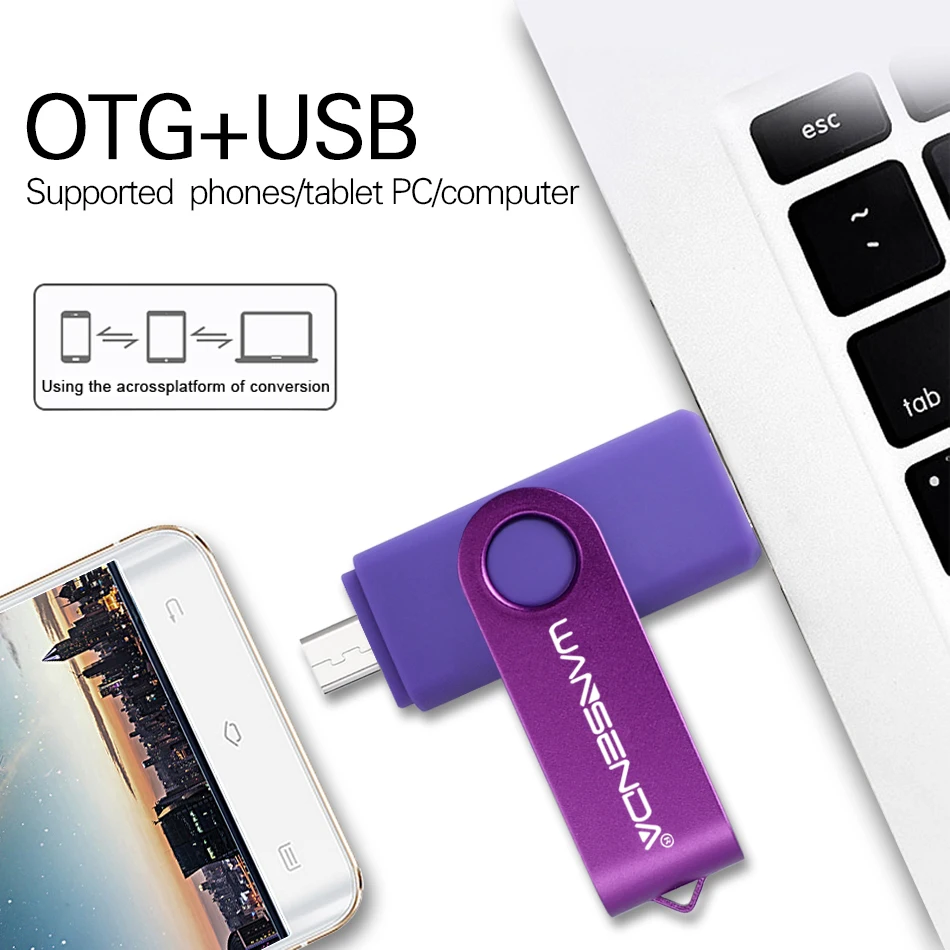 

WANSENDA Usb 3.0 Flash Drive Dual Drive USB3.0 & Micro USB OTG Pen Drive 16GB 32GB 64GB 128GB 256GB High Speed Pendrive