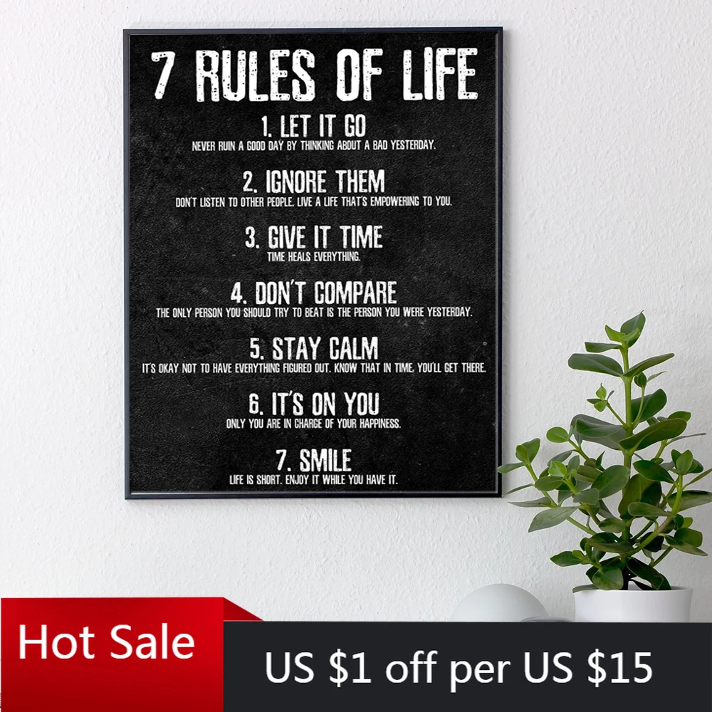 7 правил жизни наблюдайте за своими мыслями мотивационные Печать холст для