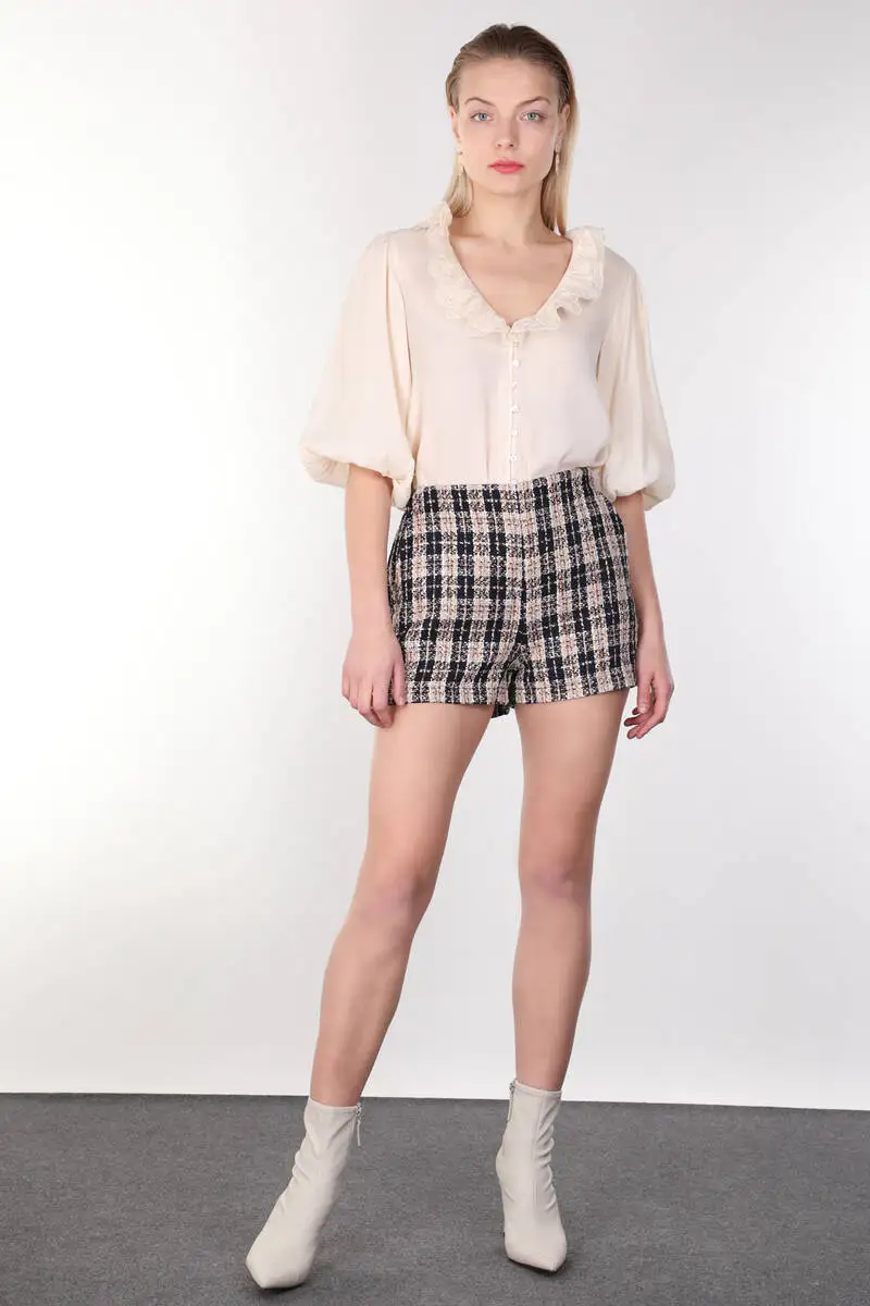 

Lace Collar Balloon Sleeve Women Shirt