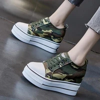 camouflage color platform shoes 2021autumn new height increasing insole sports casual canvas womens shoes