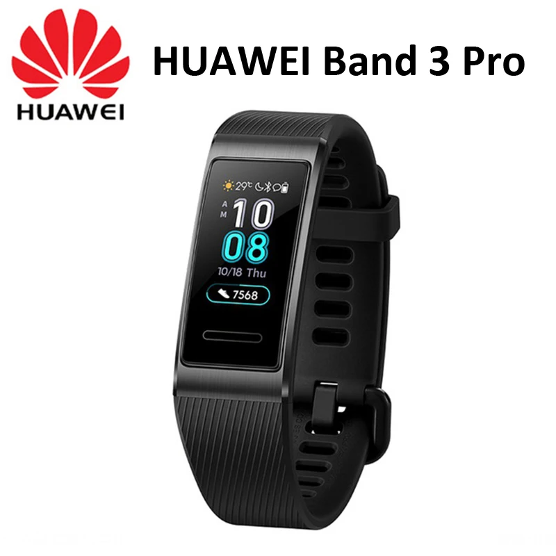 Смарт браслет Huawei Band 3 Pro с GPS металлическая рамка экран 0 95 дюйма