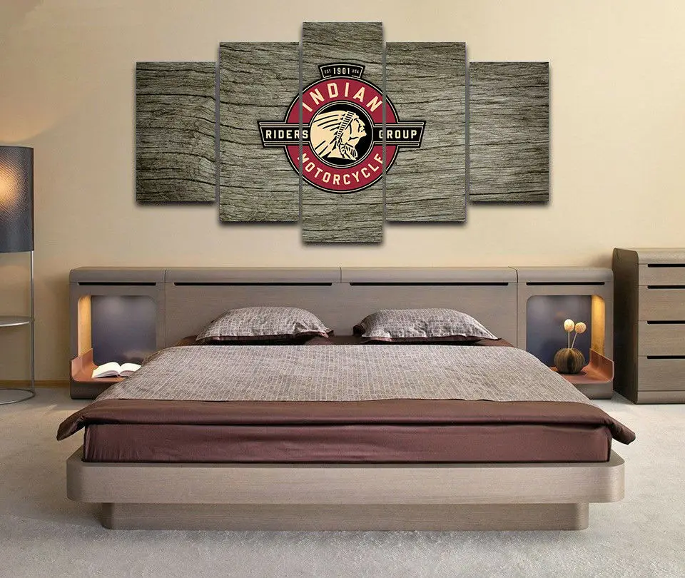 Индийский мотоцикл дерево логотип 5 шт. холст картина печать на стене искусство