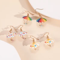 rainbow color umbrella cute earrings for girls women unqiue floral small umbrella earrings femme sweet fashion jewelry wholesale