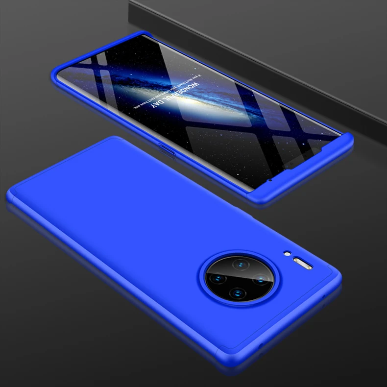 Blue Защитный чехол для HUAWEI mate 20 30 Lite, чехол для HUAWEI mate 20 30 Pro, роскошный чехол 360, полный корпус, жесткий матовый чехол для задней панели из поликарбоната - Цвет: Blue