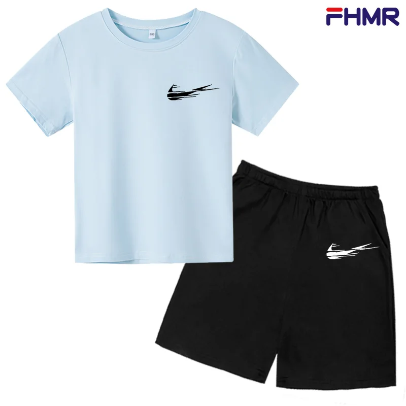 

New children's T-shirt + shorts two-piece summer leisure suit for boys and girls children baby girls clothes 2021