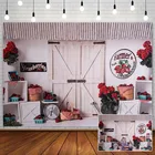 Фон для фотосъемки с изображением клубники, розы, цветов, деревянной двери, милой девушки, портрет на день рождения, фон для фотосъемки, реквизит для фотостудии