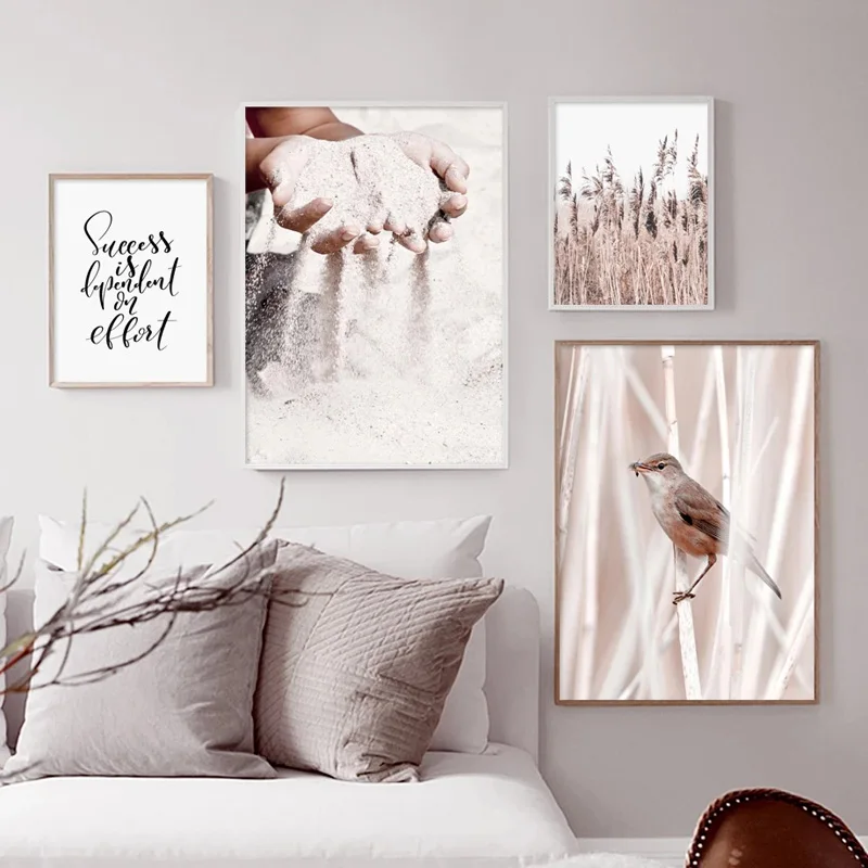 Hand Sand Flower Dandelion Bird Reed Canvas Painting Nordic Wall Posters and Prints Pictures for Living Room Home Decor | Дом и сад