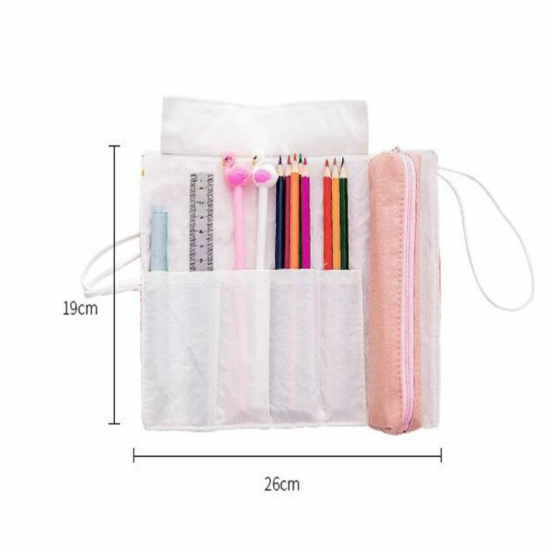 Кавайная Милая дизайнерская занавеска для карандашей Мультяшные холщовые ранцы
