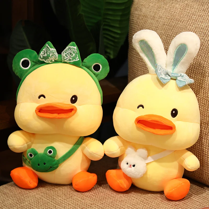 Плюшевая игрушка-лягушка для косплея, милая утка, кролик, мягкая кукла-Зверюшка с рюкзаком, милая подушка для девочек, подарок на день рожден...