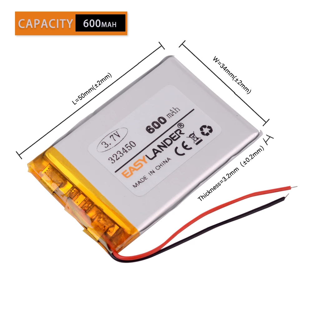 PRS-505 Аккумулятор для E-Book 323450 3,7 v 600mah литий-полимерный аккумулятор для занятий спортом браслет MP3 MP4 DVR gps 303450 313450