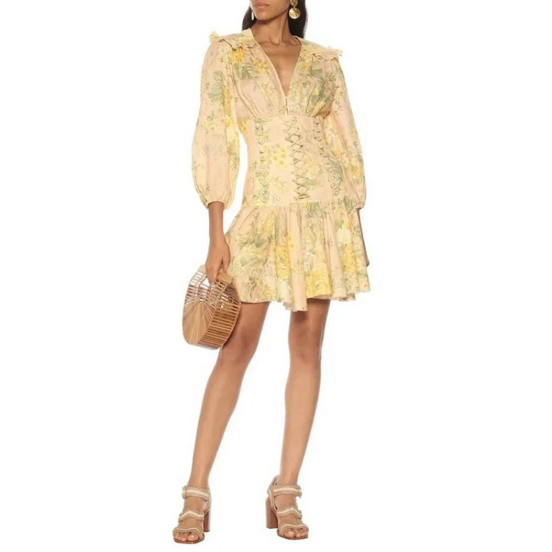 Новинка 2020 женское платье с перекрестной повязкой винтажное v образным вырезом