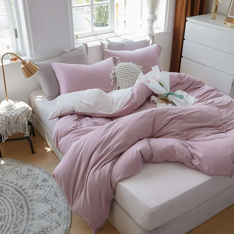 

3/4Pcs Twin Queen King Bedding Set 100%Cotton 1 Duvet Cover with Zipper 1 Bed Sheet and 2 Pillowcases Ultra Soft and Breathable