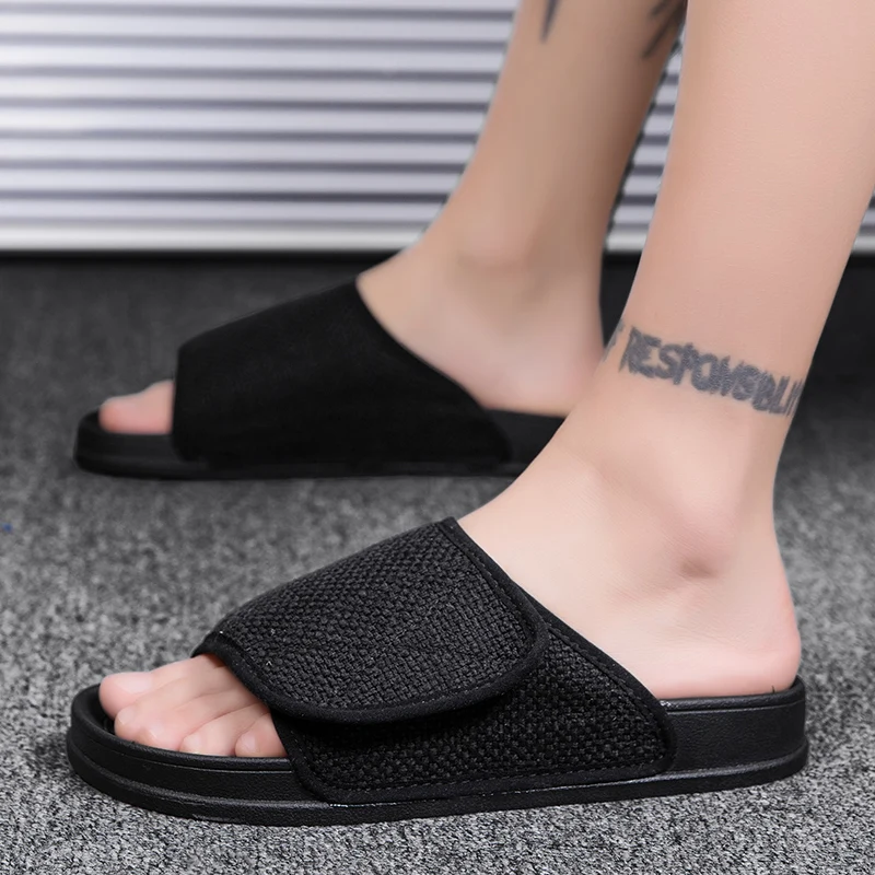 

Open-Toe Men's Slipper Summer Outdoor/Indoor Fashion Shoes Male Paste Upper Slippers Comfortable Unrestricted Height Footwear