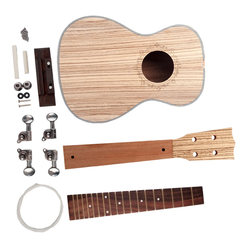 

1 Set Zebrawood 23inch Concert Hawaii Ukulele DIY Kit Make Your Own Ukulele