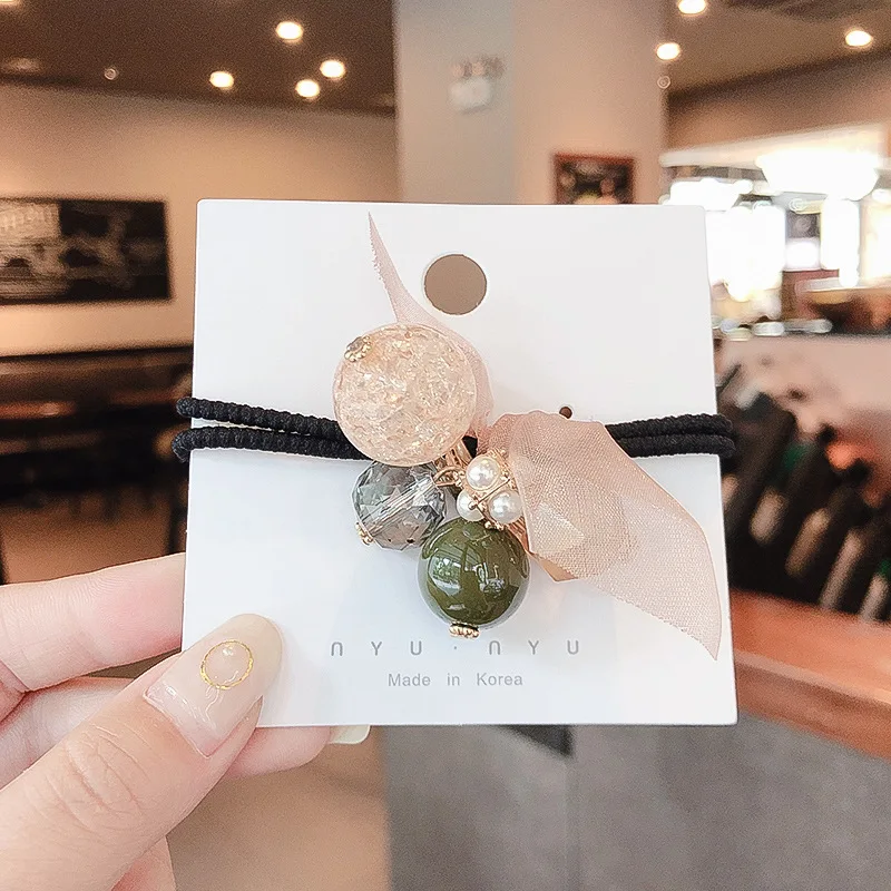 

Cute Hair Rope Tiara Hair Ring Female Super Fairy Korean Version Ins Net Red Girl Tie Scalp Tendon Rope Bracelet Dual-use