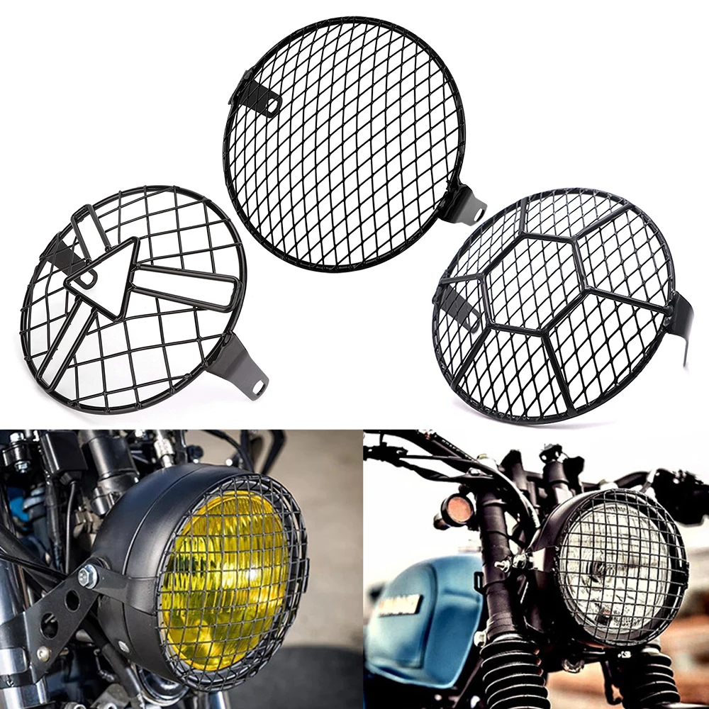 

7Inch Motorcycle Headlight Protector Guard Motorbike Light Lamp Mesh Metal Mount Cover Grill Mask