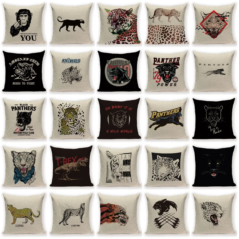Милая Подушка с изображением тигра чехол Льва леопарда домашний декор наволочки