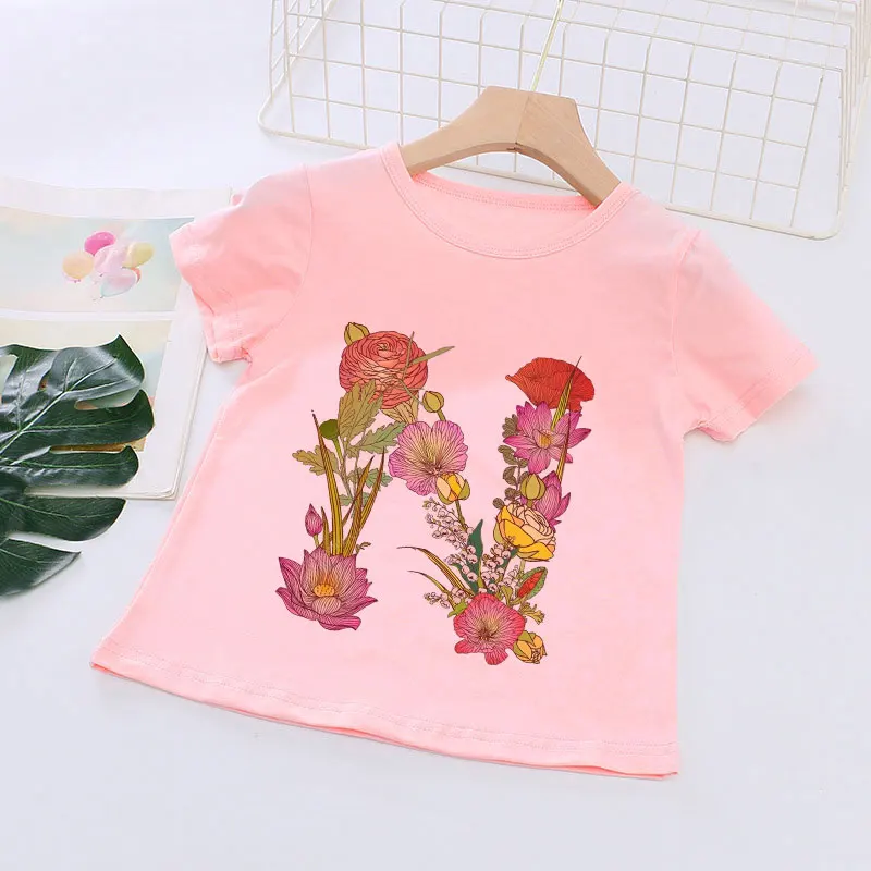 

Kids Girl T Shirt Summer Short Sleeve Casual Baby Flower Letter Plant Tops Toddler Clothes Child Clothing Cartoon Girls T-shirts