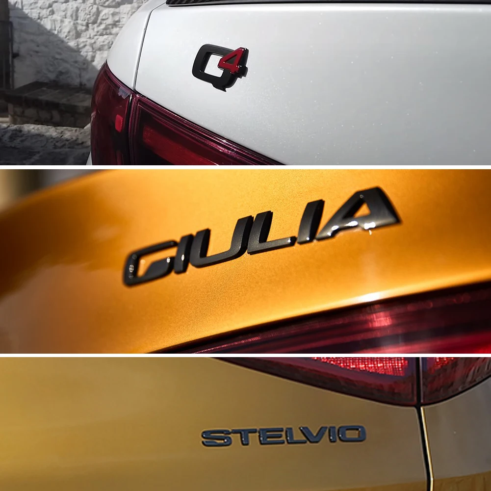 

Black Q4 GIULIA STELVIO Letter Emblem Car Stickers For Alfa Romeo Giulia Stelvio Exterior Decoration Accessories