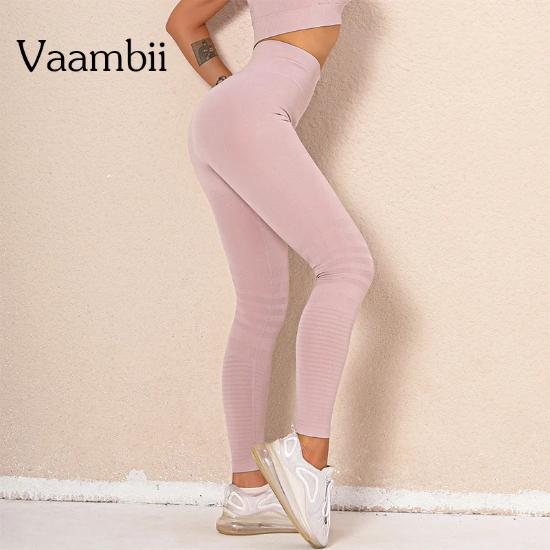 

Sport Fitness Legging With Stripes Woman High-waisted Yoga Pants Seamless Leggings Women Knitted Leggings Gym Jogging Pants