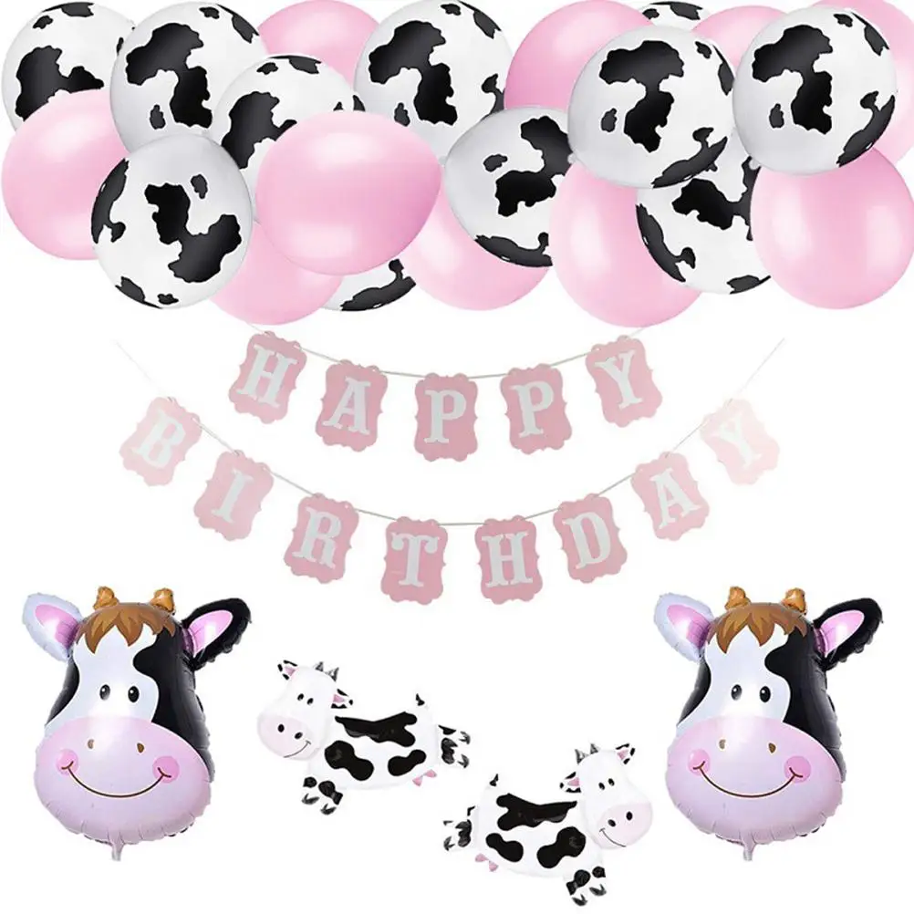 

Набор воздушных шаров для вечевечерние НКИ на ферме, баннер на день рождения в виде коровы и воздушные шары в виде животных, тематические пр...