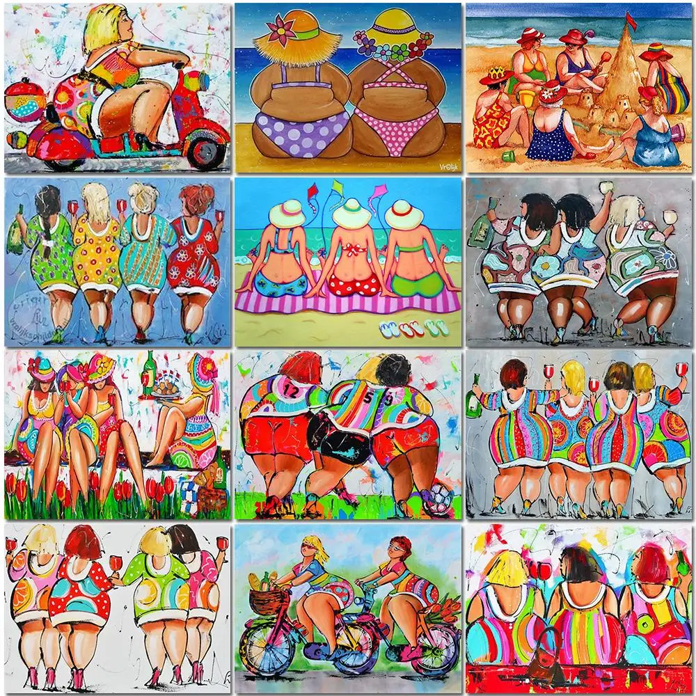 

Full Square/Round Drill 5D Diy Diamond Painting Cartoon Sexy Fat Girl Ladies Diamond Embroidery Cross Stitch Diamond Home Decor