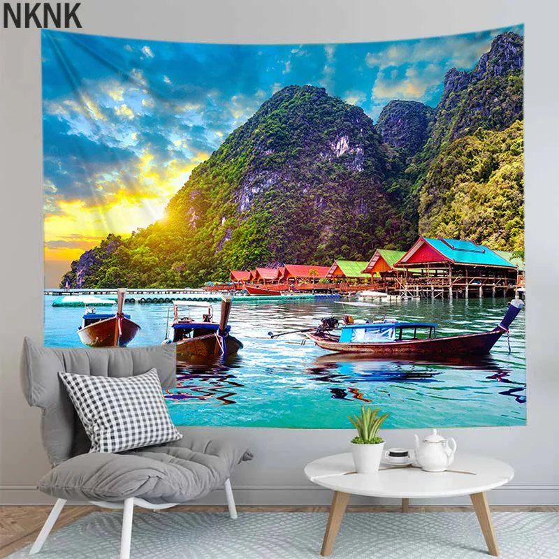 

New Landscape Indian Tapestry Wall Hanging Polyester Fabric Art Blanket For Living Room Bedroom Decoration