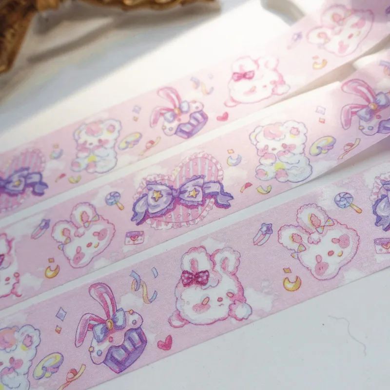 5 м Kawaii набивная коррекционная лента «кролик» девичье сердце бант конфеты розовый медведь луна звезды милый торт Декор васи лента DIY скрапбукин Маскировка