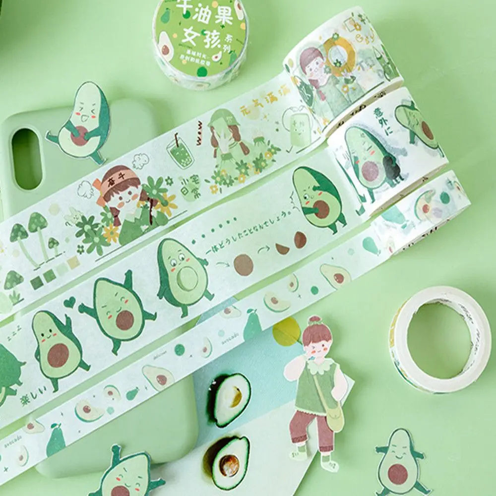 Kawaii авокадо девушка серии время лес зеленый декоративные васи ленты DIY