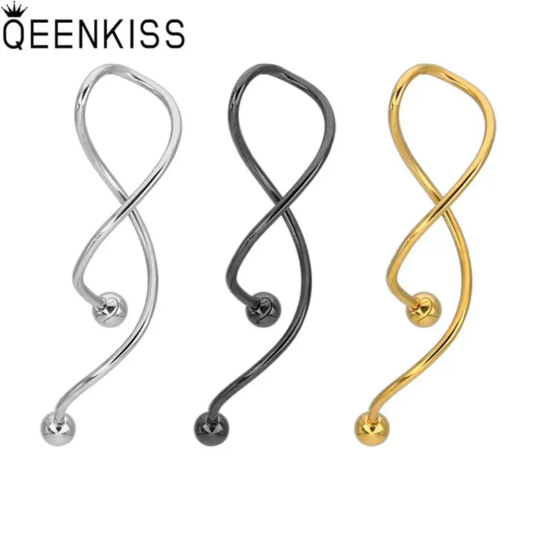 

QEENKISS EG8242 2021 Fine Jewelry Wholesale Fashion Woman Man Birthday Wedding Gift Ear Bone Titanium Stainless Stud Earings 1PC