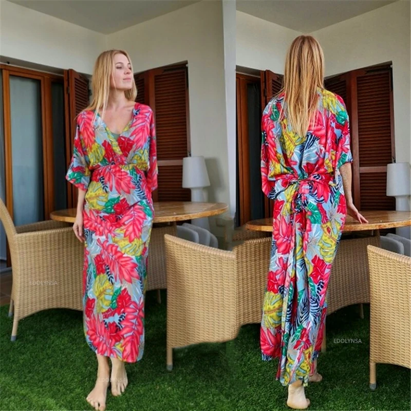 2021 марокканский кафтан богемное летнее платье с принтом длинная хлопковая