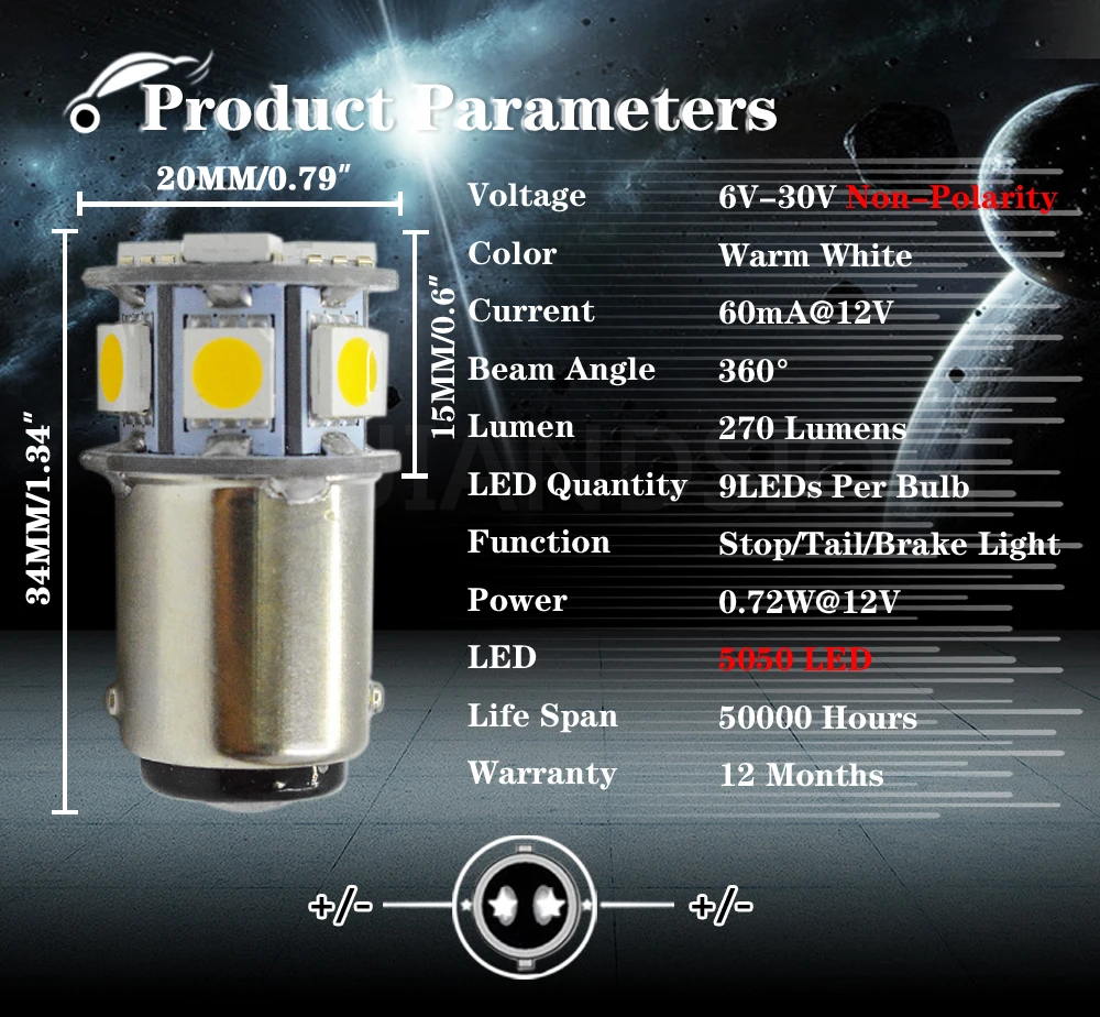 4x1156 BA15S BA15D 5050 9 автомобильный СВЕТОДИОД SMD белый теплый AC/DC 6-30V судовой мотоцикл
