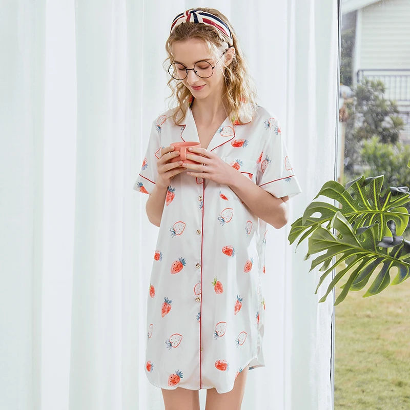 YAO TING 2019 night dress sexy women sleepwear for ladies chemise de nuit wine red pink dark blue black spring autumn | Женская одежда