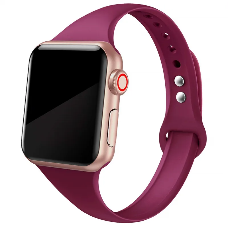 wine red 32 Ремешок для apple watch, ремешок для apple watch 5, 4, 3, 2, iWatch, ремешок 42 мм, correa, 38 мм, 44 мм, 40 мм, силиконовый браслет pulseira, ремешок для часов - Цвет ремешка: wine red 32