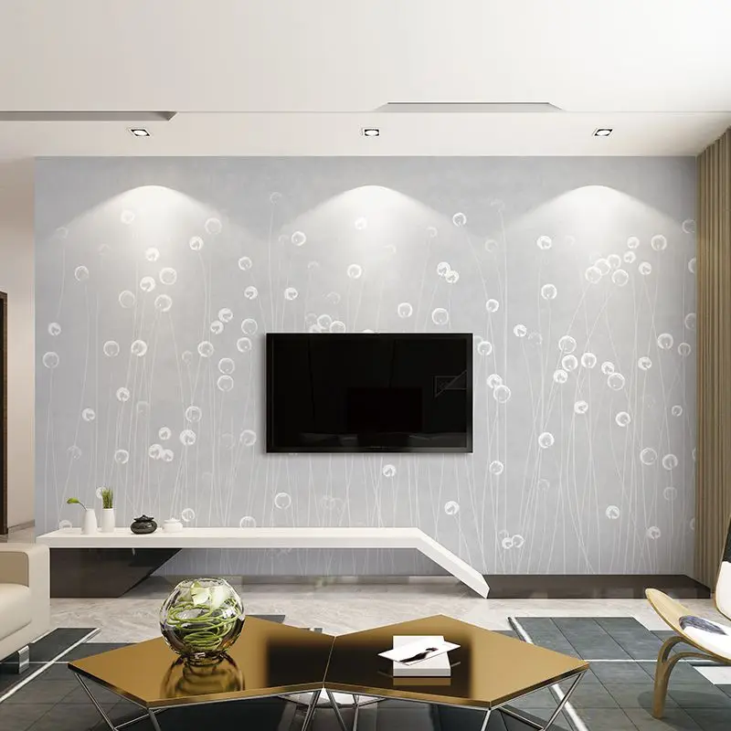 TV background wall mural simple modern living room decoration film and television bedroom dandelion 3D Wallpaper Waterproof |