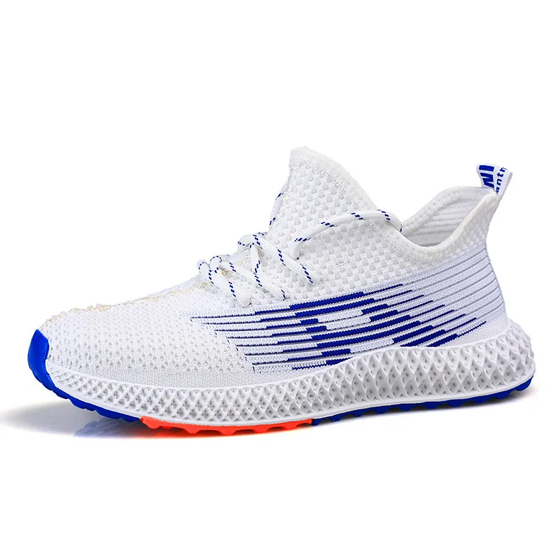 Белый Мужские кроссовки Flyknit, дышащие, брендовые, трендовые кроссовки для мужчин, тренировочная обувь, zapatos hombre, кроссовки для мужчин, удобные - Цвет: Белый