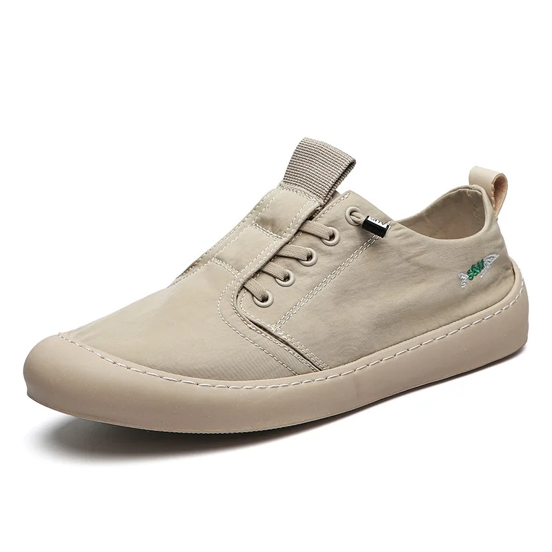 

2021 New Ice Silk Solid Color Canvas Shoes Men's Sports Shoes Casual Men's Shoes Fashion Brand White Shoes Men's Flat Shoes