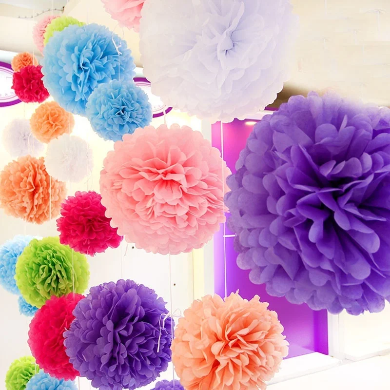 10 шт помпоны из бумаги салфеток шарики искусственный цветок свадебное подвесное
