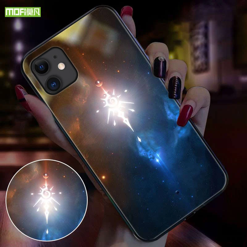 Smart Led Glow Case For iPhone 11 Pro Max Cover silicone Funda Character Patterned Glass Mofi | Мобильные телефоны и