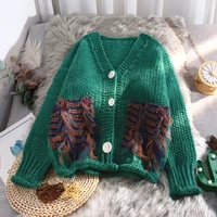 short sweater cardigan women spring and autumn new korean version of loose student fashion thick wire knitwear jacket