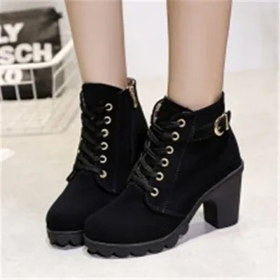 

women's winter high-heeled Autumn and boots cross-strapped short boots thick Martin boots 2021 women boots