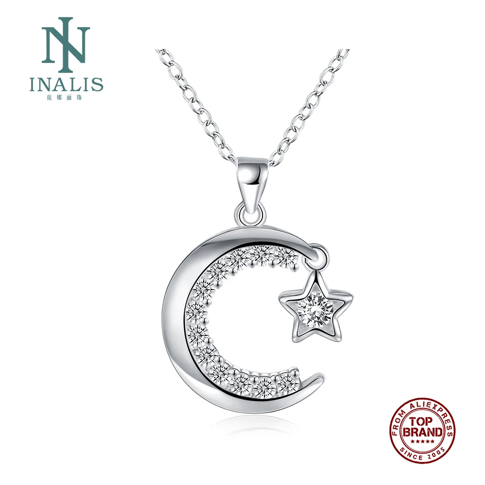 Женские ожерелья INALIS с подвеской в виде Луны и звезды медное ожерелье серебряным