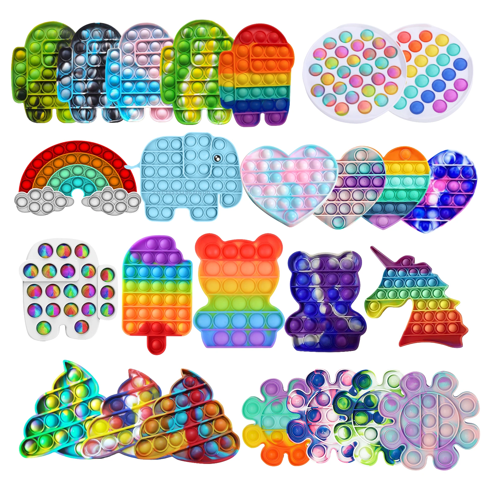 Игрушка антистресс для снятия стресса радужная пузырьковая простая сенсорная