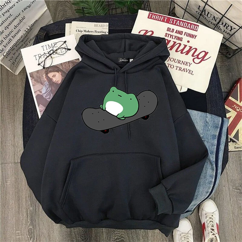 

2021 Springtime Skateboard frog oversized Sweatshirt men and women's Hoodies Harajuku Warm Pullover Womens Korean Style Hoodie
